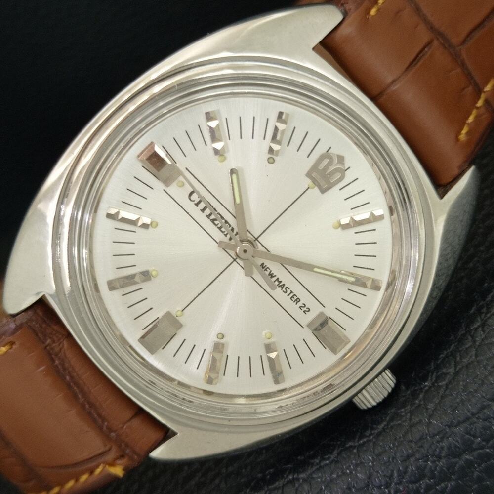 Vintage 1988 Citizen Manual Wound Mens Silver Watch & Silver accents